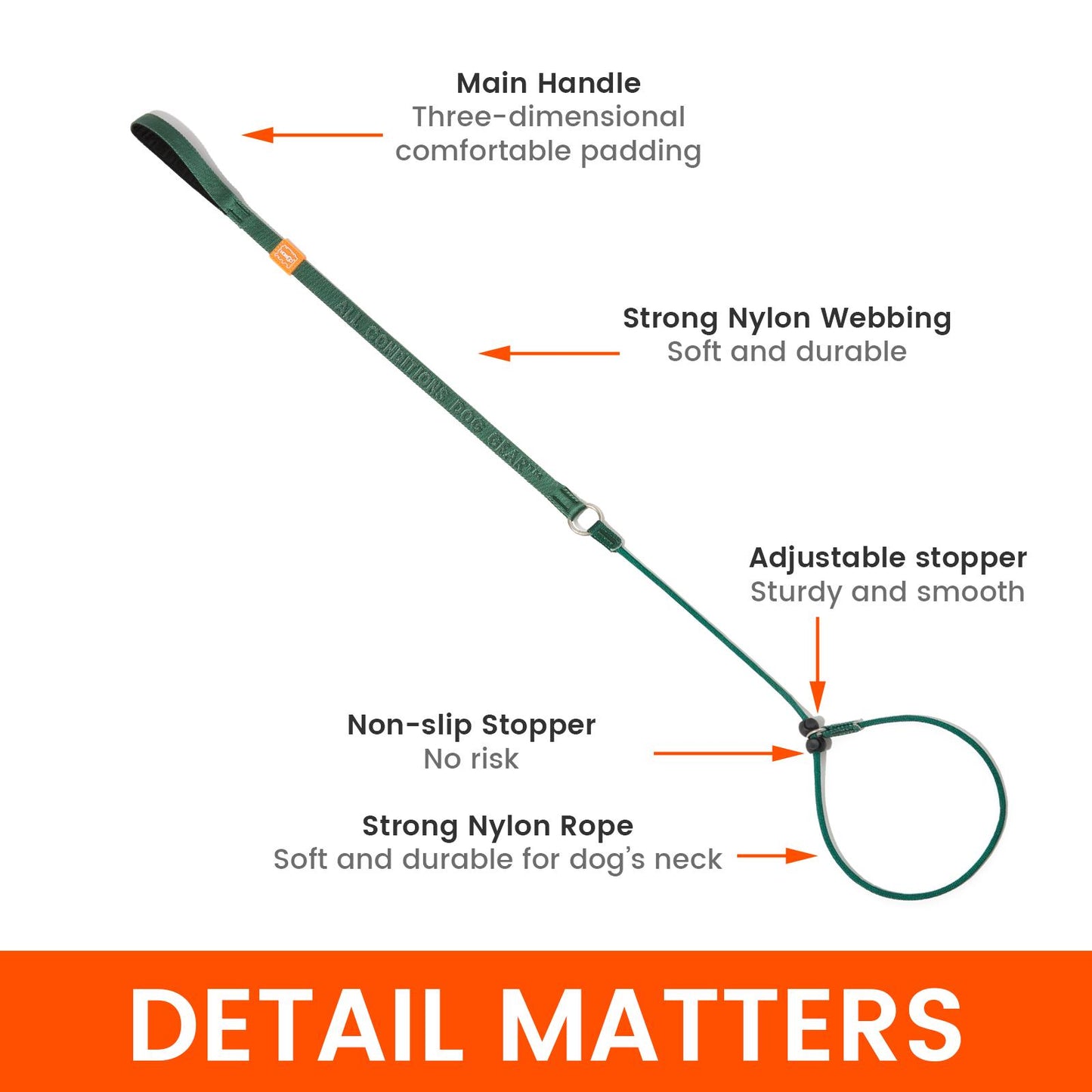 Dog Slip Lead Dog Leash for Training | 360° Swivel Anti-Tangle
