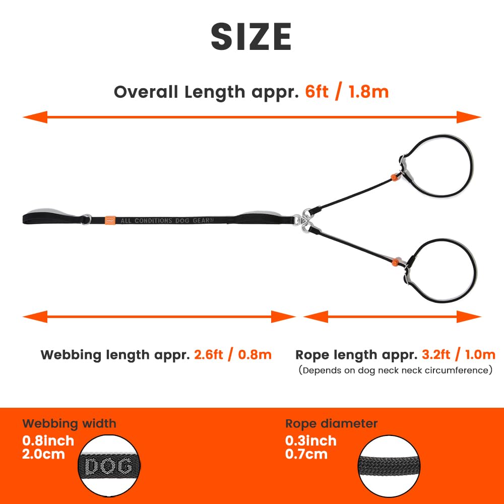 Howgo Double Slip Leash Slip Lead with Double Handles| Dual Dog Leash Lead for 2 Dogs,360° Swivel No Tangle | Dog Training Leash and Collar