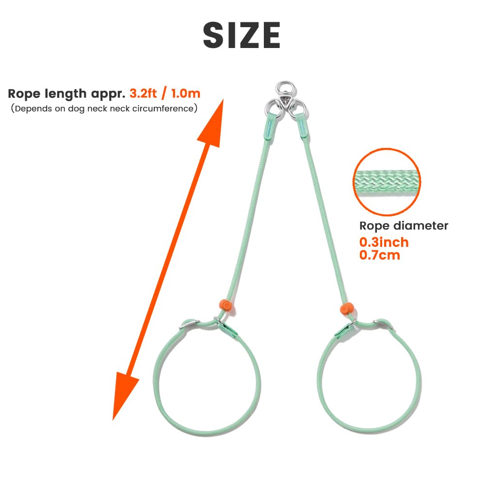 Howgo Double Slip Leash Slip Lead with Double Handles| Dual Dog Leash Lead for 2 Dogs,360° Swivel No Tangle | Dog Training Leash and Collar