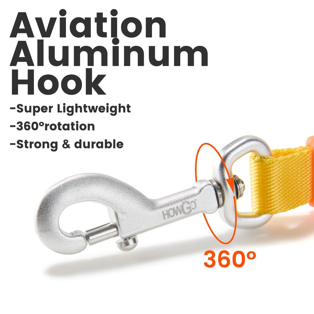 HOWGO Short Dog Leash - Aviation Aluminum Hook Lightweight Padded Handles Rope Traffic Leashes for Dogs for Large Dogs