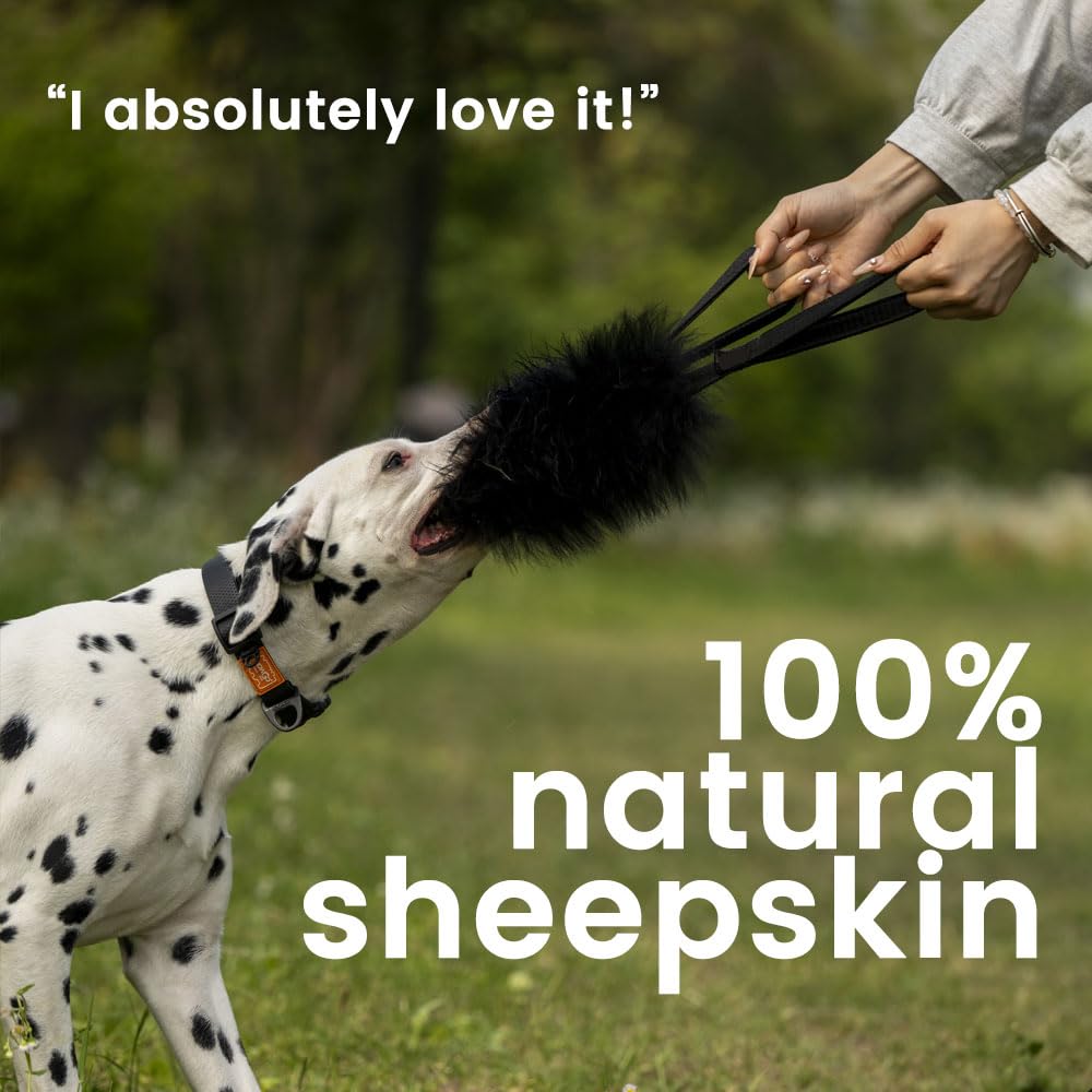 Dog Rope Tug Toy | Double Handles & 100% Sheepskin