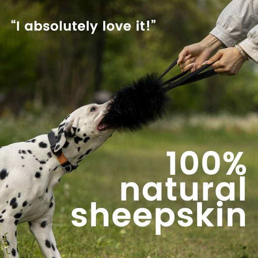 Dog Rope Tug Toy | Double Handles & 100% Sheepskin