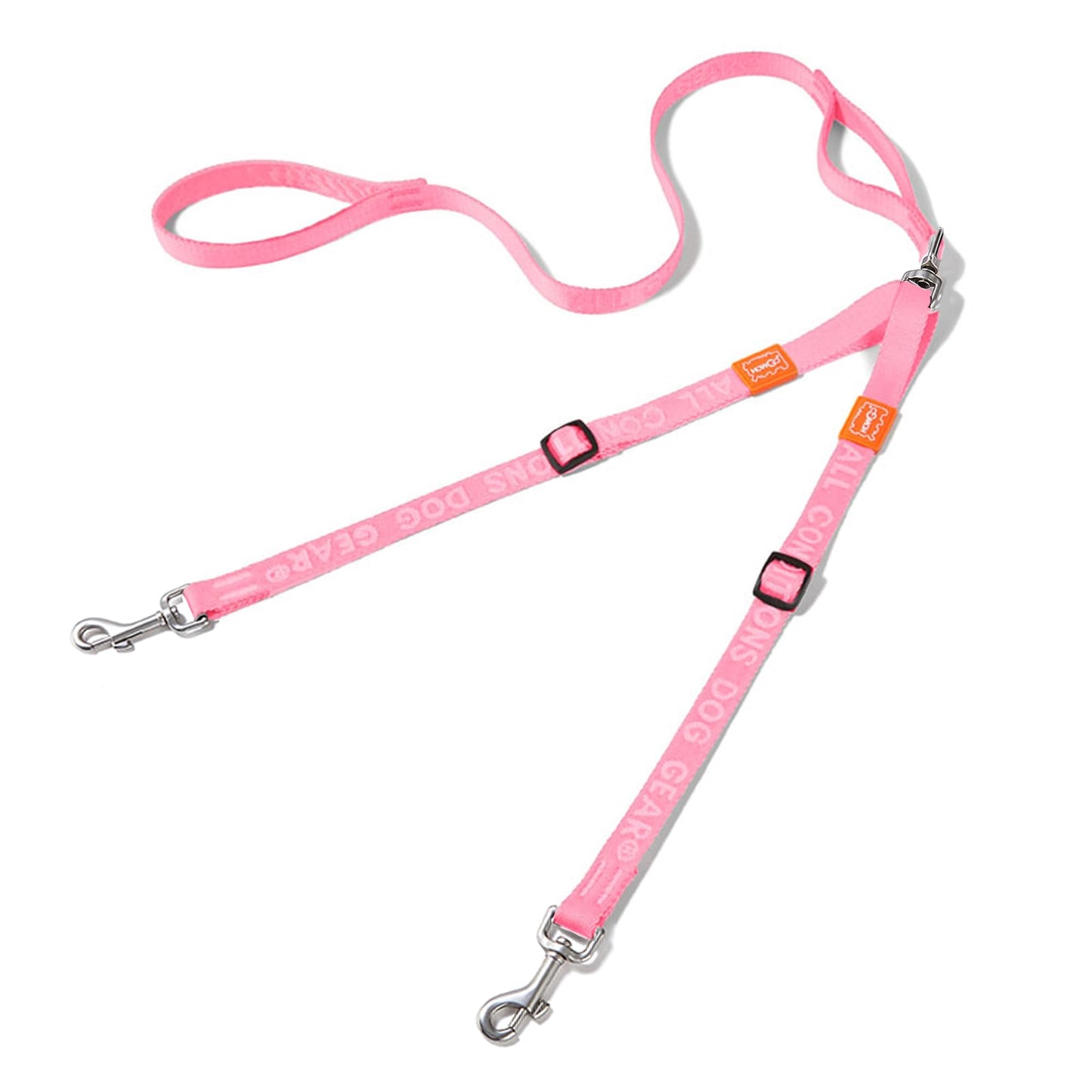 HOWGO Double Dog Leash, No Tangle 360° Swivel, Adjustable Two Padded Handles, Double Clip Dog Leash Coupler Splitter for All Breeds