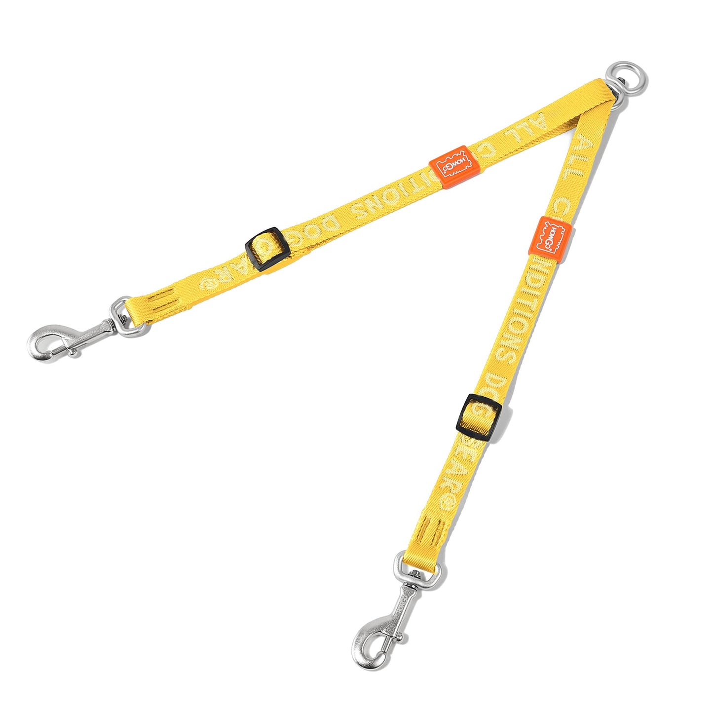 HOWGO Double Dog Leash, No Tangle 360° Swivel, Adjustable Two Padded Handles, Double Clip Dog Leash Coupler Splitter for All Breeds