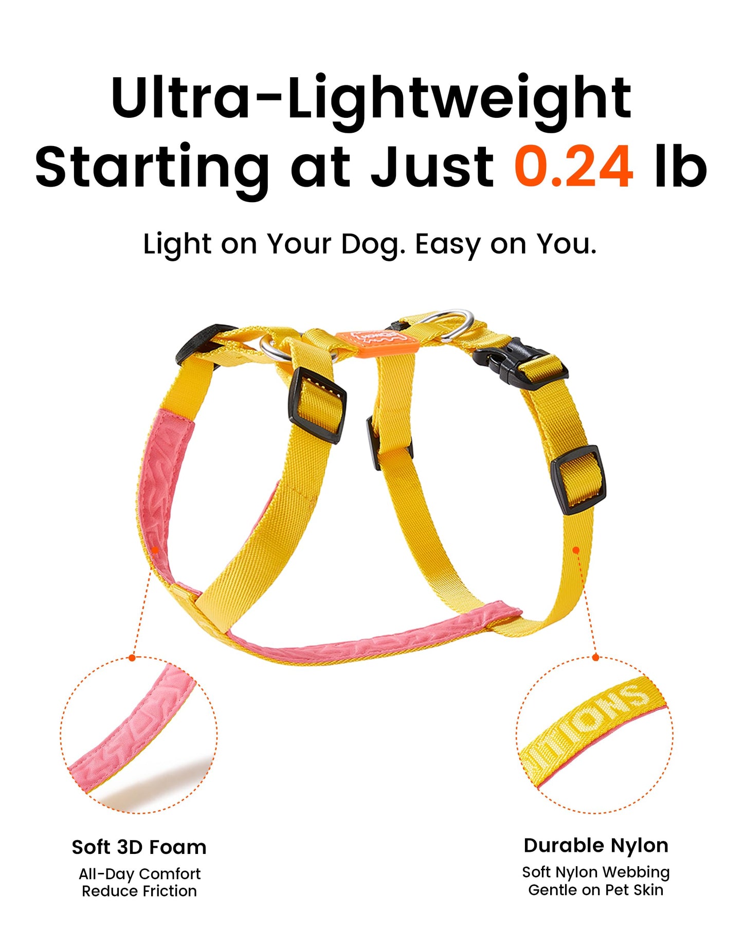 HOWGO Dog Harness,Adjustable No Pull Harness,Aluminum Rings