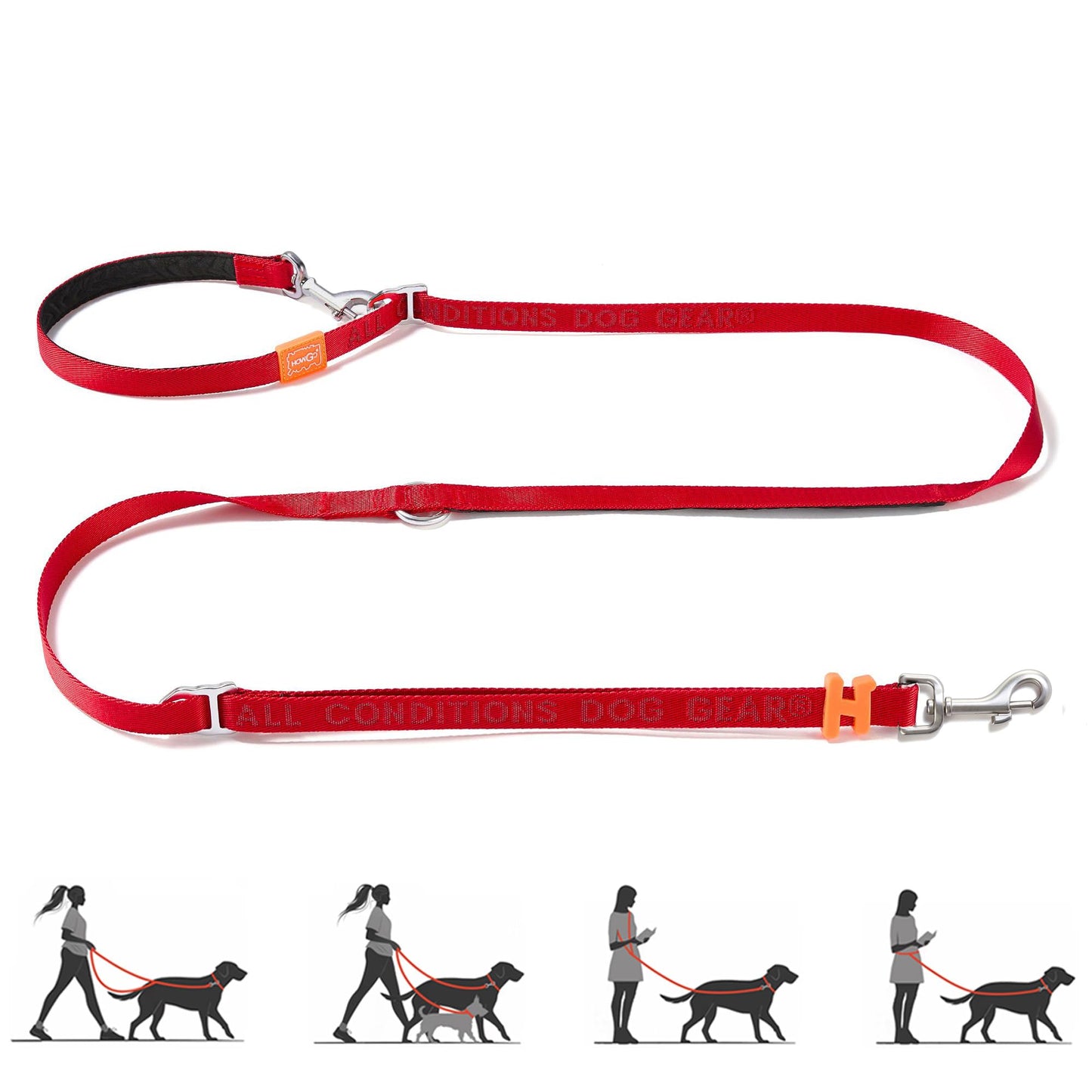 HOWGO Hands Free Dog Leash with Padded Handle,Multifunctional Crossbody Waist Leash for Walking Running Jogging Training,7.5 FT Nylon Adjustable Length for All Breeds