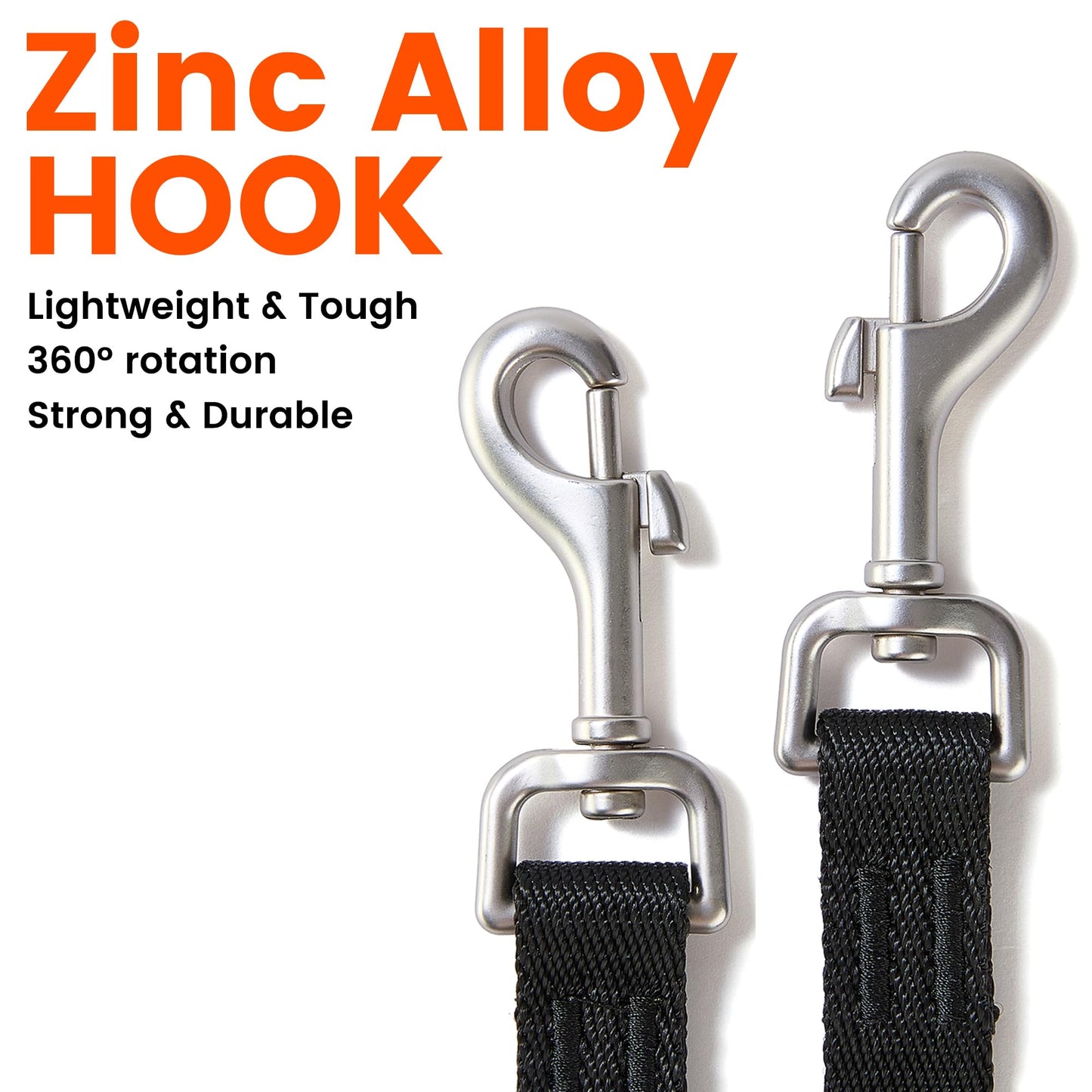 HOWGO Double Dog Leash, No Tangle 360° Swivel, Adjustable Two Padded Handles, Double Clip Dog Leash Coupler Splitter for All Breeds