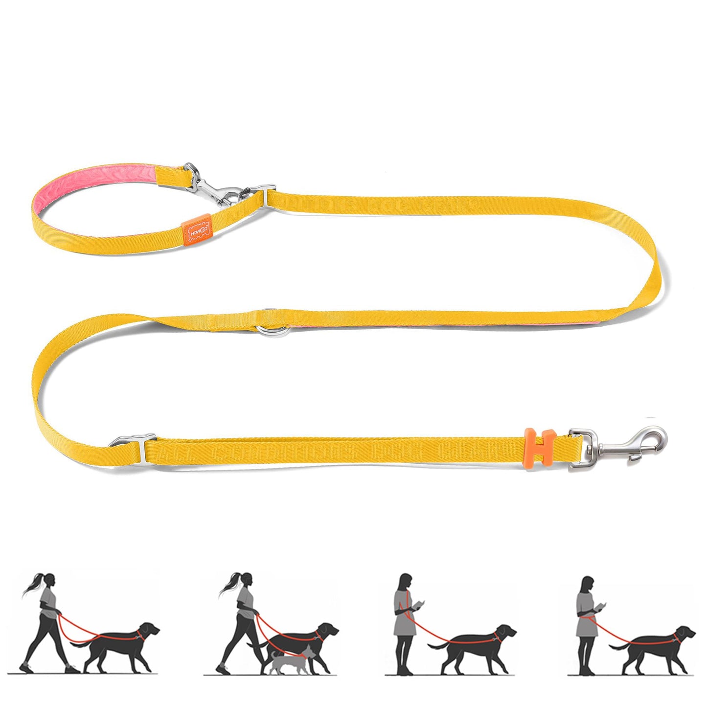 HOWGO Hands Free Dog Leash with Padded Handle,Multifunctional Crossbody Waist Leash for Walking Running Jogging Training,7.5 FT Nylon Adjustable Length for All Breeds