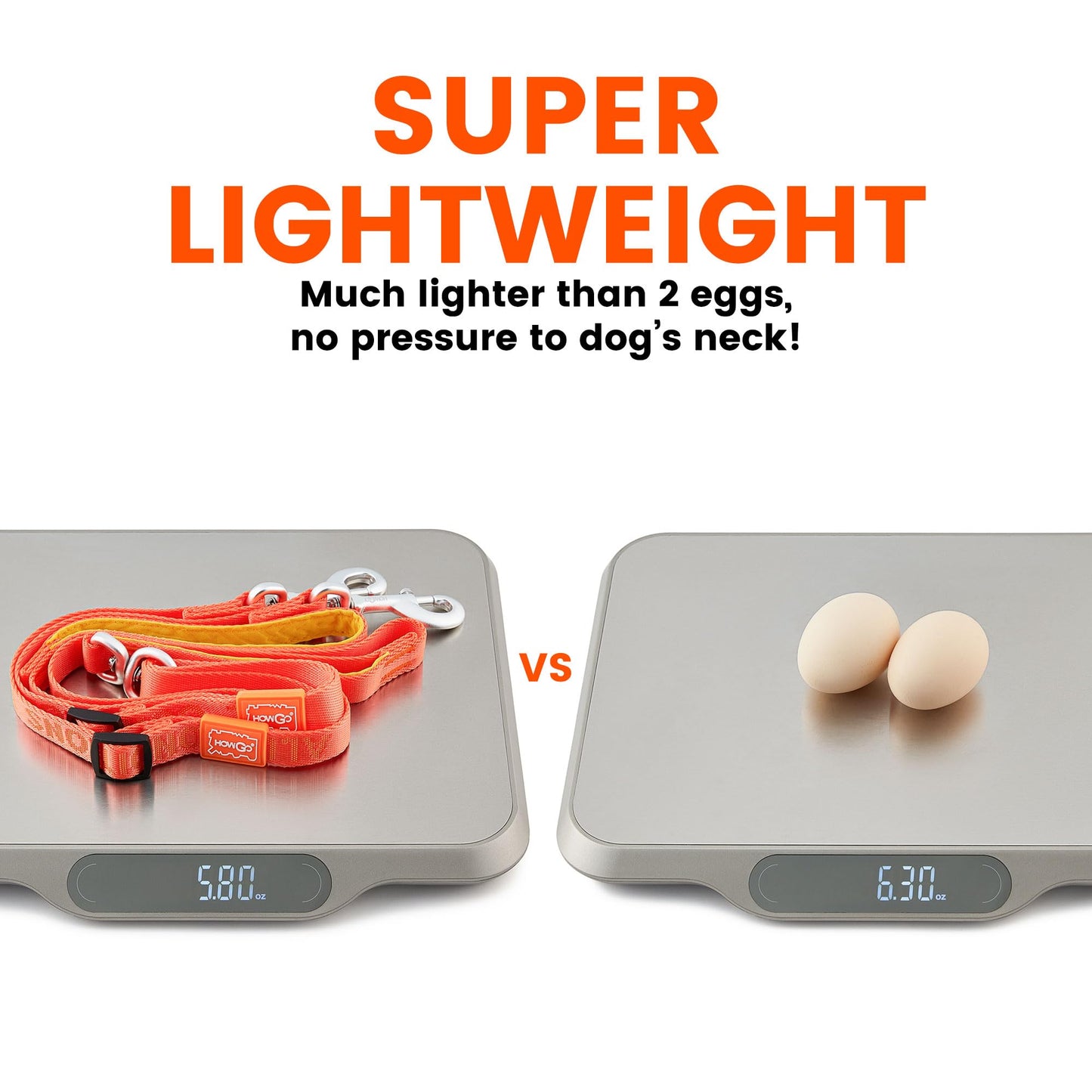 HOWGO Double Dog Leash, No Tangle 360° Swivel, Adjustable Two Padded Handles, Double Clip Dog Leash Coupler Splitter for All Breeds