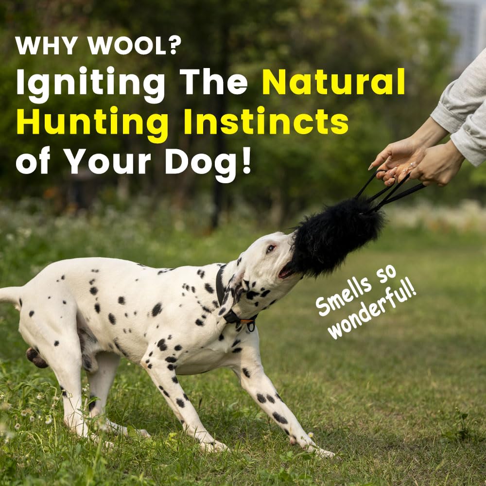 Dog Rope Tug Toy | Double Handles & 100% Sheepskin