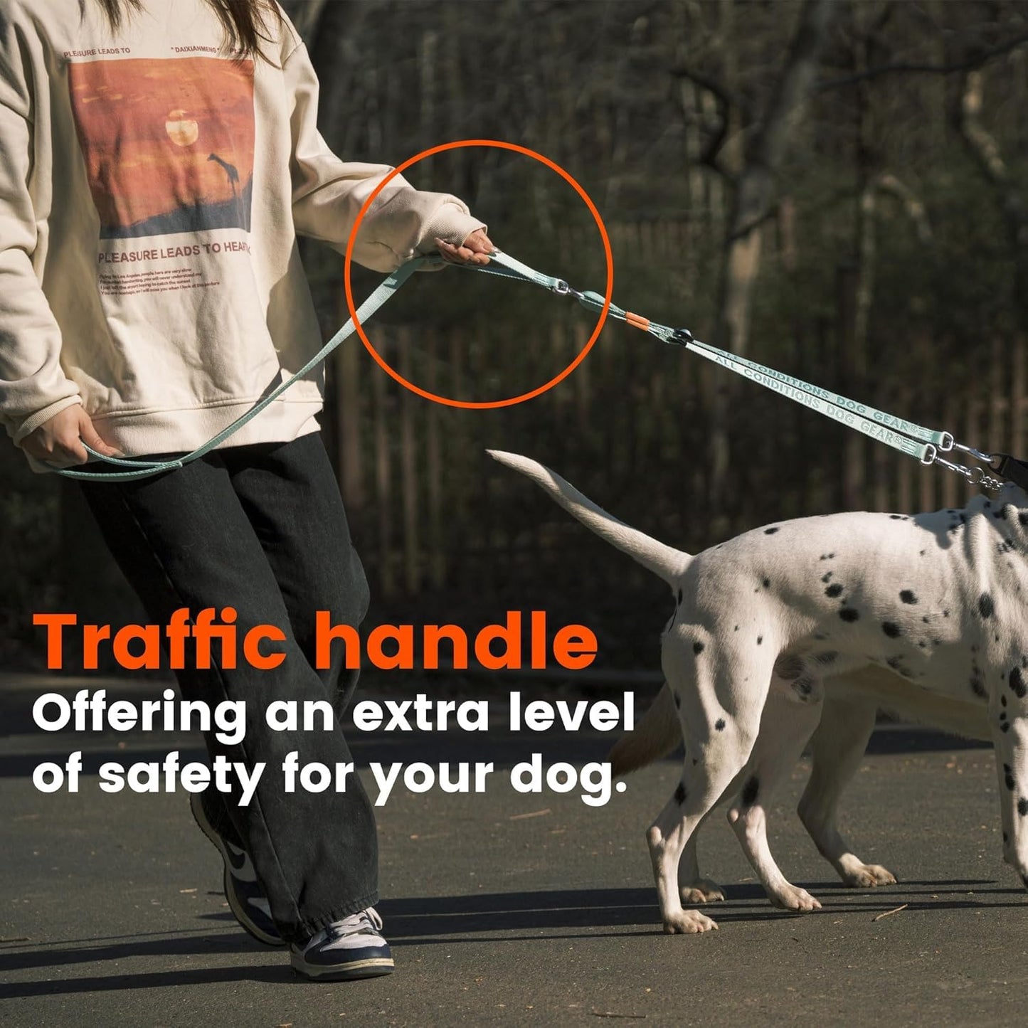 HOWGO Double Dog Leash, No Tangle 360° Swivel, Adjustable Two Padded Handles, Double Clip Dog Leash Coupler Splitter for All Breeds