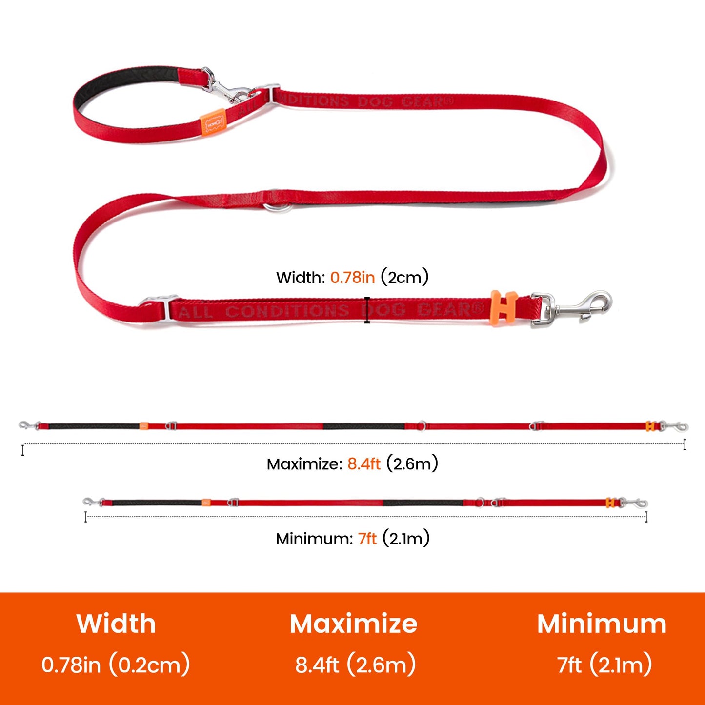 HOWGO Hands Free Dog Leash with Padded Handle,Multifunctional Crossbody Waist Leash for Walking Running Jogging Training,7.5 FT Nylon Adjustable Length for All Breeds