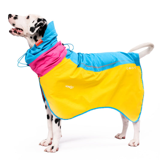 HOWGO Dog Raincoat Adjustable Pet Waterproof Windproof Jacket Dog Rain Jacket with Leash Hole for Small Medium and Large Dogs