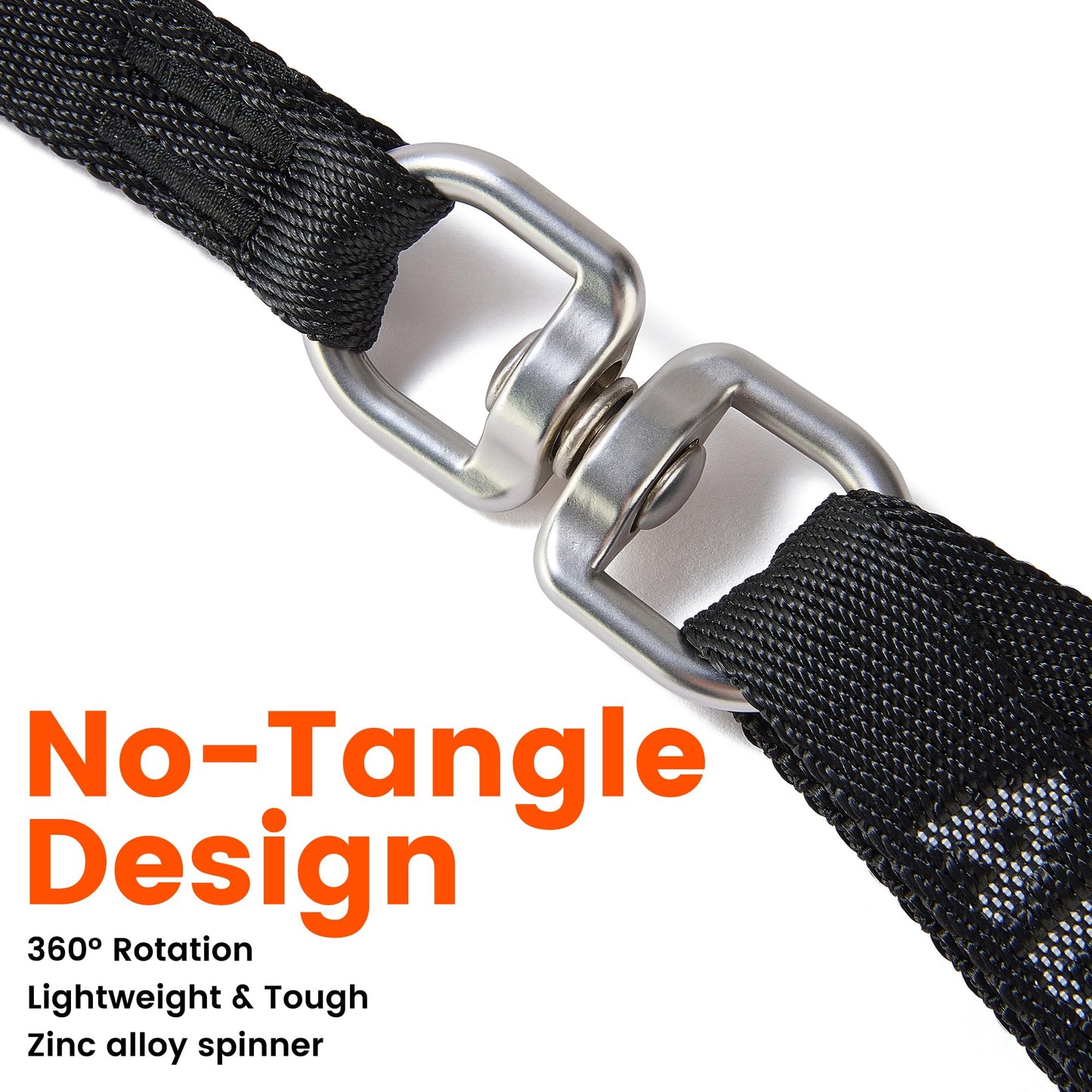 HOWGO Double Dog Leash, No Tangle 360° Swivel, Adjustable Two Padded Handles, Double Clip Dog Leash Coupler Splitter for All Breeds