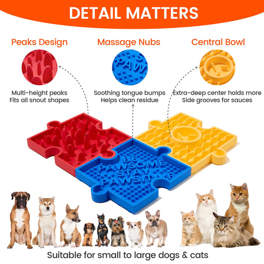 Slow Feeder Dog Bowls, Puzzle Lick Mat | 38 Suction Cups & Free Combination