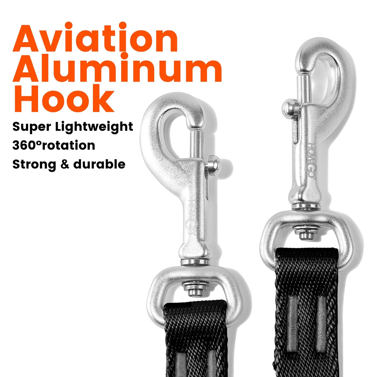 HOWGO Double Dog Leash, No Tangle 360° Swivel, Adjustable Two Padded Handles, Double Clip Dog Leash Coupler Splitter for All Breeds