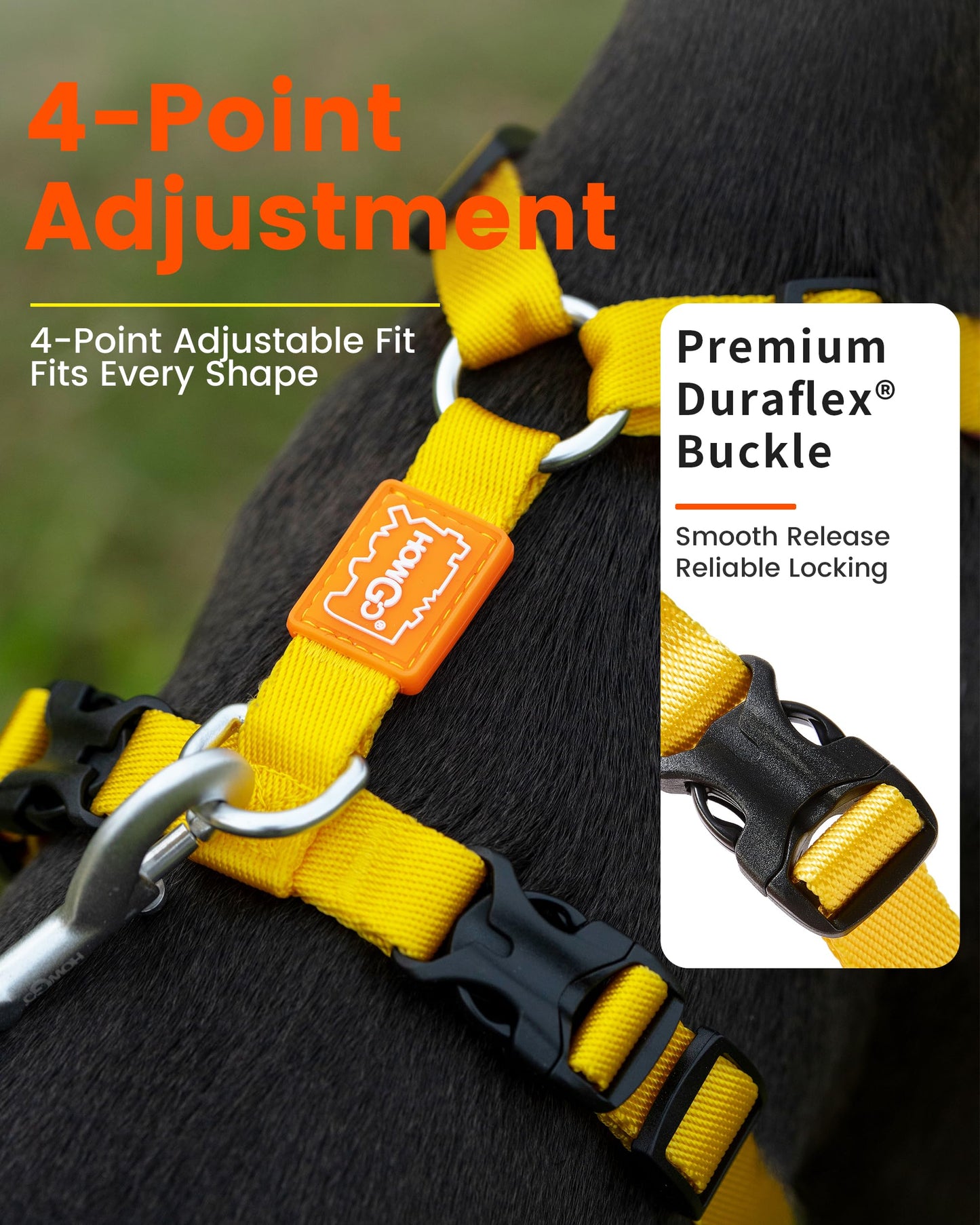 HOWGO Dog Harness,Adjustable No Pull Harness,Aluminum Rings