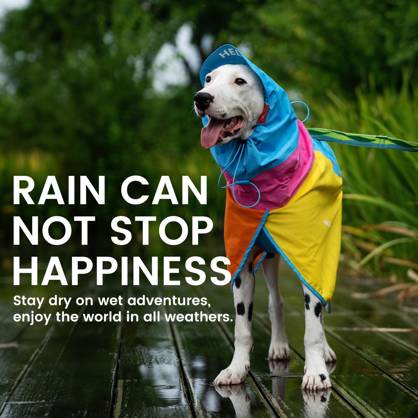 HOWGO Dog Raincoat Adjustable Pet Waterproof Windproof Jacket Dog Rain Jacket with Leash Hole for Small Medium and Large Dogs