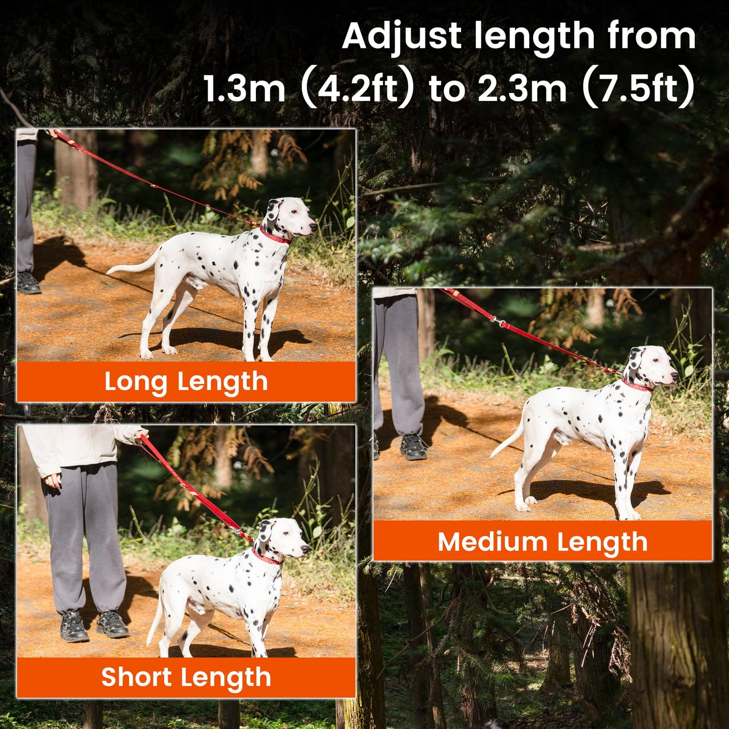 HOWGO Hands Free Dog Leash with Padded Handle,Multifunctional Crossbody Waist Leash for Walking Running Jogging Training,7.5 FT Nylon Adjustable Length for All Breeds